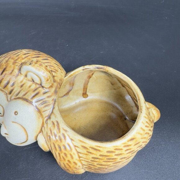 Vintage Ceramic Monkey Votive Candle Holder Small Planter Flower Pot Decor VTG - Picture 6 of 11